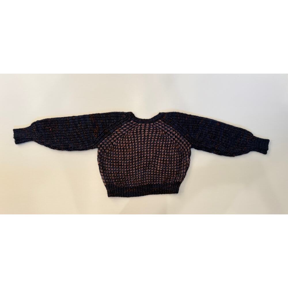 Moth Anthropologie Cropped Waffle Knit Sweater Wool Mohair Mauve Navy XXS - Picture 14 of 16